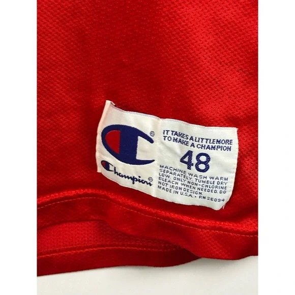 Champion NBA 76ers Jersey Mens 48 Stackhouse 42 Red Sewn Logos Mesh Vintage - Picture 4 of 9